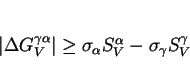 \begin{displaymath} \vert \Delta G^{\gamma\alpha}_V \vert \geq \sigma_\alpha S_V^\alpha - \sigma_\gamma S_V^\gamma \end{displaymath}