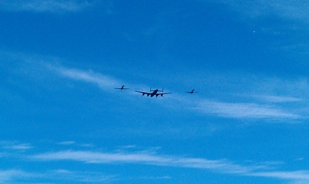 Avro Lancaster centre Hawker Hurricane left and Supermarine Spitfire right