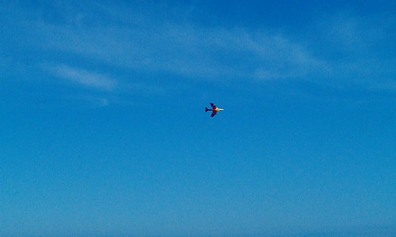 A Hawker Hunter former RAF fighter now in civilian colours