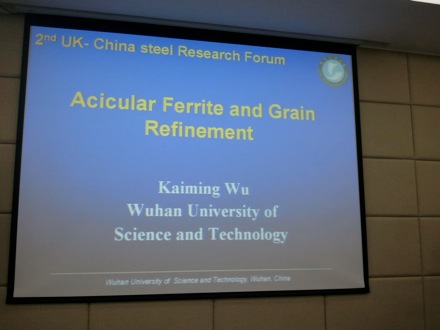 2nd UK-China Steel Symposium, Wuhan, April 2012