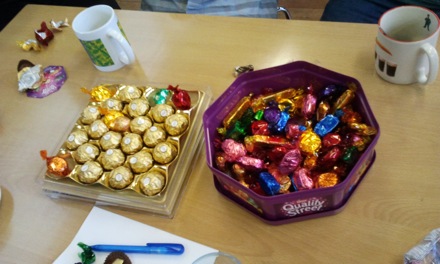 Special corriander and corundum containing chocolate,popcorn,The ice cream served on the Space Station,Nathan Cliff, Lorraine Dann, Lez and Rosie Ward