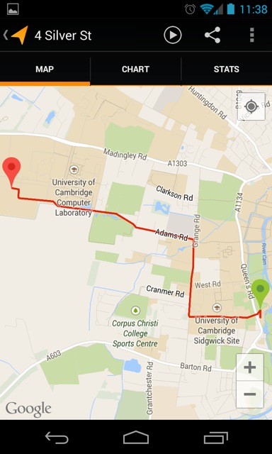 Cycling distances to new department, phase transformations and complex properties research group, Harry Bhadeshia