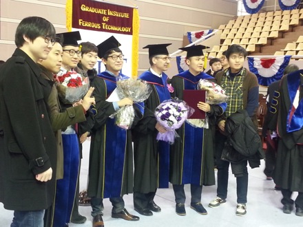 Graduation ceremony, POSTECH, 2015, You Young Song, Yong Hoon and Seung Woo Suh, Harry Bhadeshia