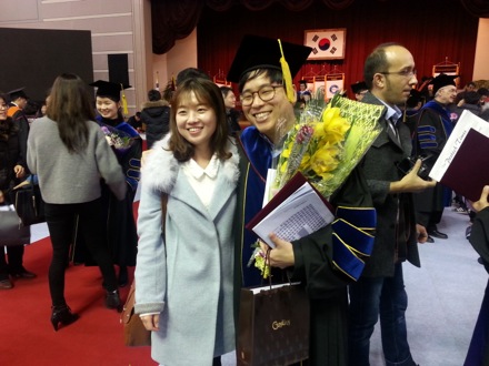 Graduation ceremony, POSTECH, 2015, You Young Song, Yong Hoon and Seung Woo Suh, Harry Bhadeshia