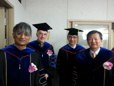 Graduation ceremony, POSTECH, 2015, You Young Song, Yong Hoon and Seung Woo Suh, Harry Bhadeshia