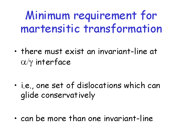 Minimum requirement for martensitic transformation