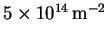 $5\times 10^{14}\,{\rm m}^{-2}$