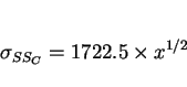 \begin{displaymath} \sigma_{SS_C} = 1722.5 \times x^{1/2} \end{displaymath}