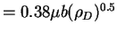 $\textstyle = 0.38 \mu b (\rho_D)^{0.5} \cr$