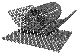 \includegraphics[width=7.0cm]{Figures/graphene.nanotube.epsf}