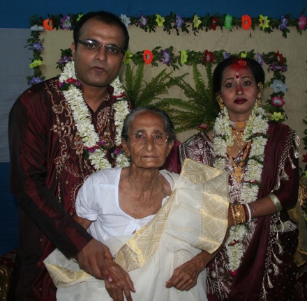 Sourav and Arpita with Sourav's grandmother