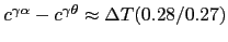 $c^{\gamma\alpha}-c^{\gamma\theta}\approx\Delta T(0.28/0.27)$