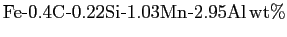 $\displaystyle \hbox{Fe-0.4C-0.22Si-1.03Mn-2.95Al\,wt\%}$