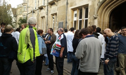 Evacuation of the Department of Materials Science and Metallurgy in Cambridge following a fire alarm