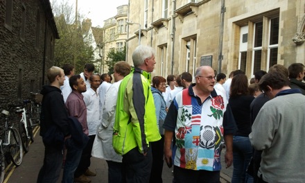 Evacuation of the Department of Materials Science and Metallurgy in Cambridge following a fire alarm