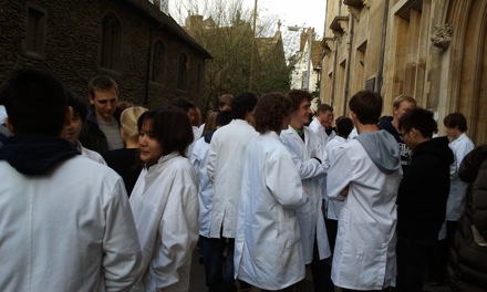 Evacuation of the Department of Materials Science and Metallurgy in Cambridge following a fire alarm