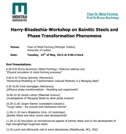 Harry Bhadeshia workshop on bainite