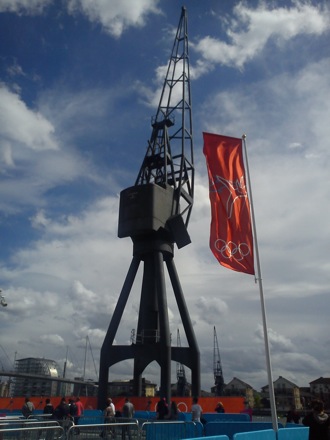 Wilberth Solano and James Nygaard at the London 2012 Olympics 11 Docklands Crane