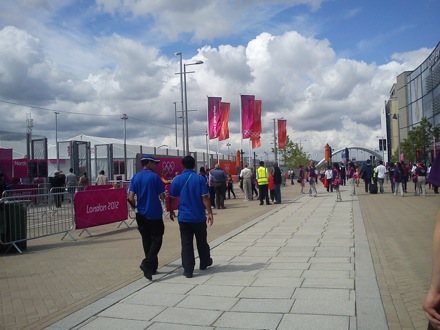 Wilberth Solano and James Nygaard at the London 2012 Olympics  02 Arrival at Olympic Park