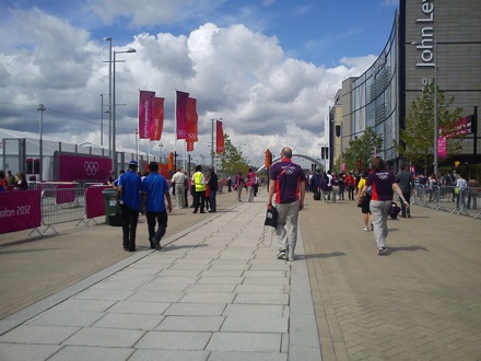 Wilberth Solano and James Nygaard at the London 2012 Olympics 03 Arrival at Olympic Park