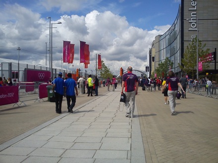 Wilberth Solano and James Nygaard at the London 2012 Olympics  03 Arrival at Olympic Park