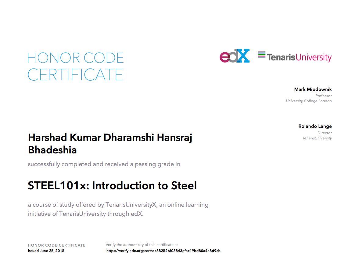 edX, Introduction to steels, Harry Bhadeshia