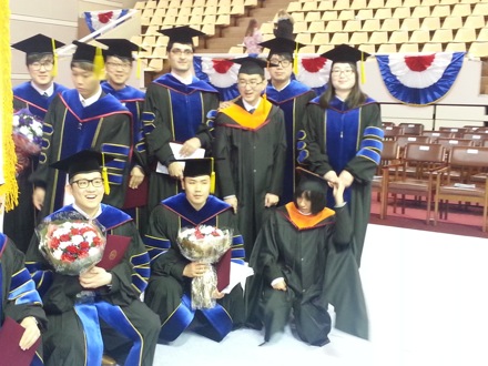 Graduation ceremony, POSTECH, 2015, You Young Song, Yong Hoon and Seung Woo Suh, Harry Bhadeshia