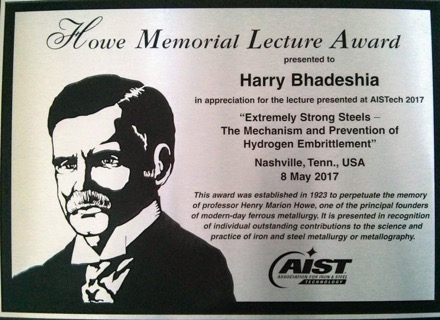 Nashville, AIST 2017 conference. association of iron and steel technologies, Harry Bhadeshia, Howe Memorial Lecture