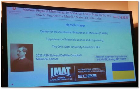 Harry Bhadeshia, Henry Clifton Sorby Award, 2022, Sorby Award, International Metallographic Society, New Orleans, Choreography of atoms during the bainite transformation