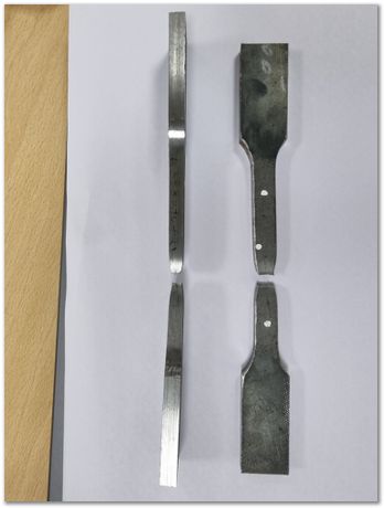 Broken tensile test samples from low carbon steel, Apparao Chinta, Harry Bhadeshia