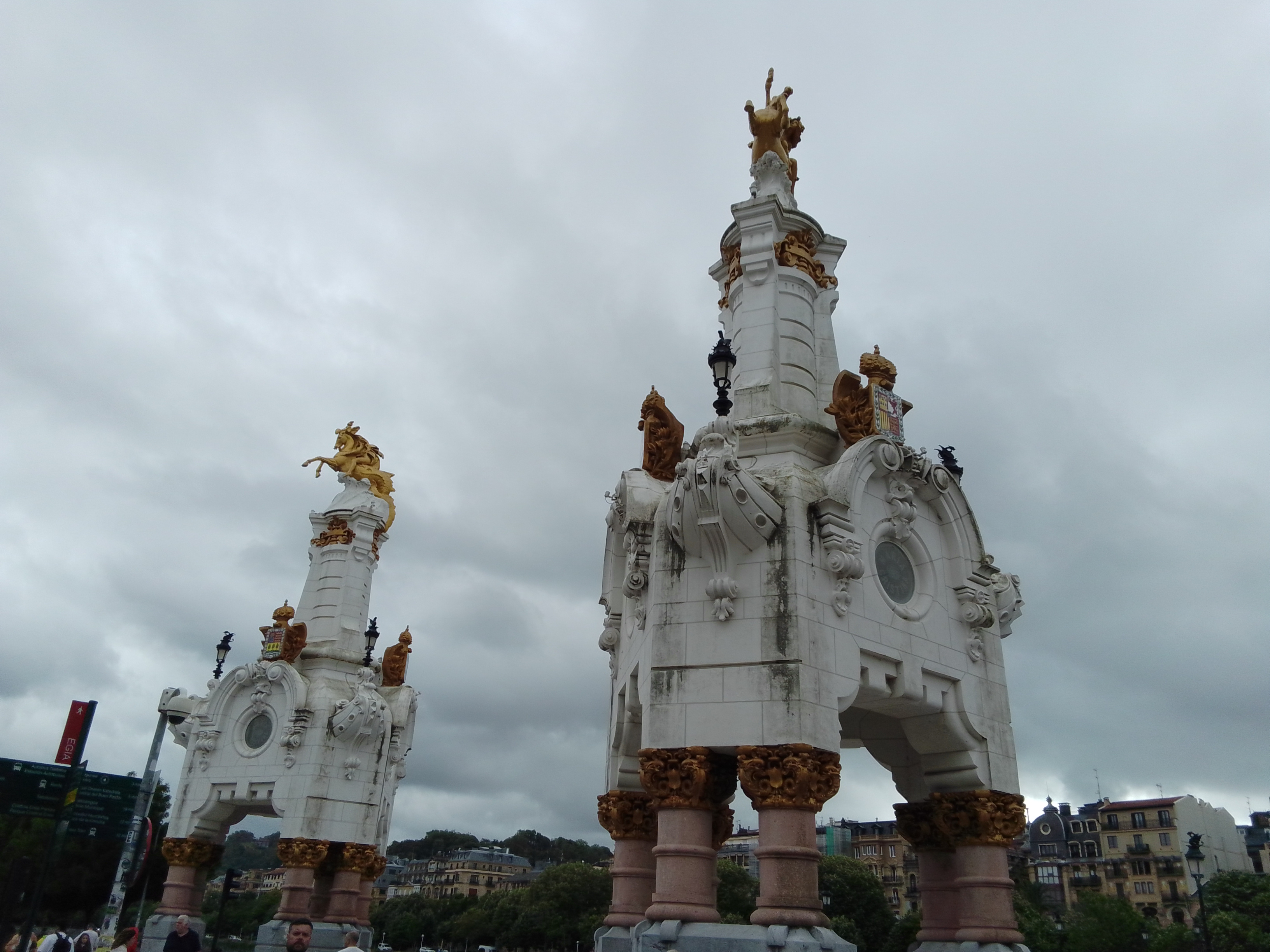 Ornate pillars and statues